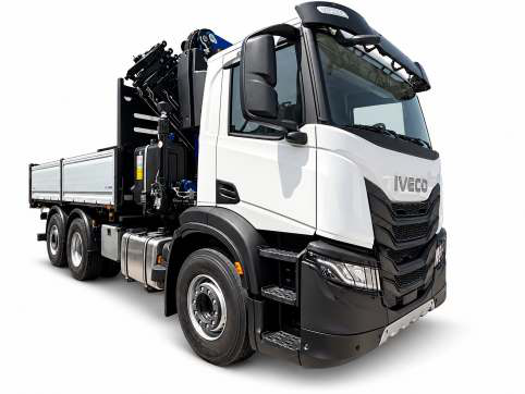 Progetto 03: X-Way 500 a tre assi — Gru PM 40526 SP + J614.20 · ribaltabile LESO